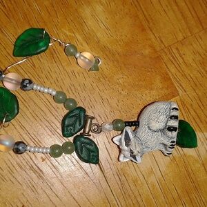Adorable handmade detailed raccoon necklace, adjustable length 🦝